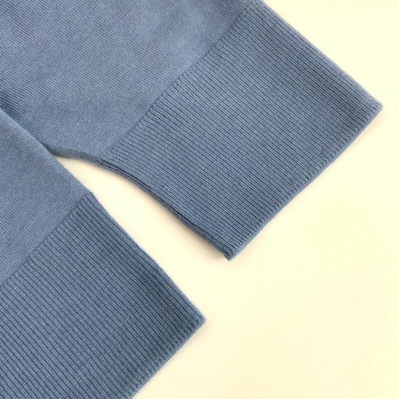 Cashmere Sweater Pure Superfine Blue Short Sleeve Crew Neck Minimalist S - Picture 7 of 8